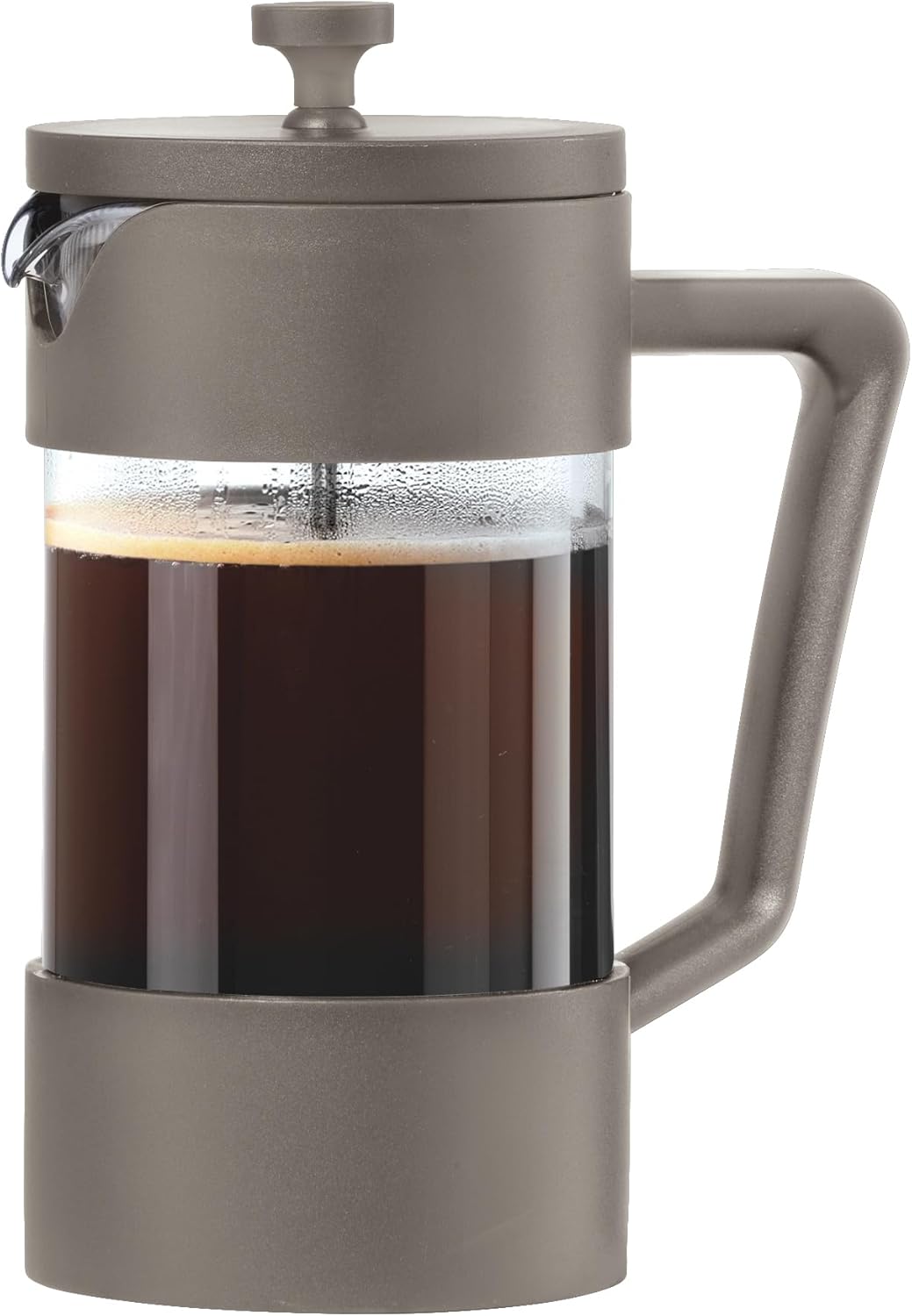 Oggi Borosilicate Glass French Press Coffee Maker - 34oz / 8 Cup Capacity, Coffee Press, Single Serve Coffee Maker, Stainless Steel Lid & Plunger, Make Great Coffee Gifts - Gray