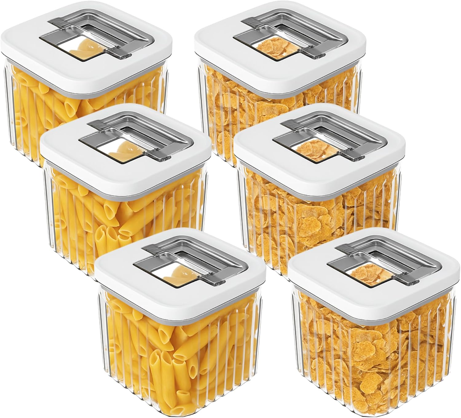 Oggi Airtight Clear Fluted Canister Set of 6